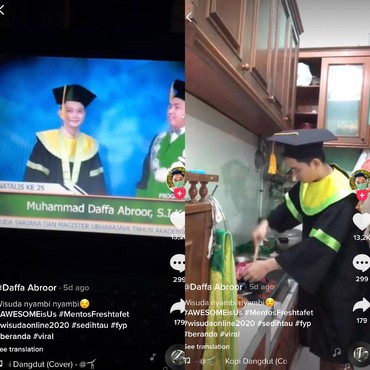 Bikin Ngakak, Pria Ini Wisuda Online Sambil Bikin Nasi Goreng