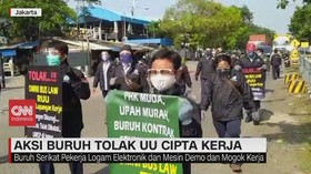 VIDEO: Aksi Buruh di Jabodetabek Tolak UU Cipta Kerja