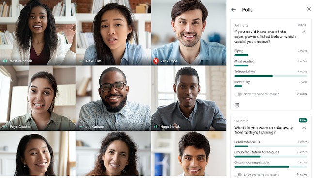 Fitur baru Google Meet voting dan tanya jawab yang mirip dengan Zoom meluncur lusa (8/10).