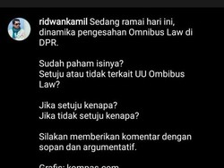Ridwan Kamil Polling Omnibus Law di IG, Annisa Yudhoyono: Sehat Kang?