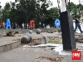 Demo Omnibus Law Bandung, Pot Taman Cikapayang Dirusak