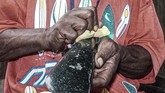 FOTO: Tradisi Kapak Batu Zaman Neolitikum di Tanah Papua Masyarakat Papua mempertahankan tradisi peralatan kapak batu lonjong dan persegi sejak zaman Neolitikum hingga saat ini.