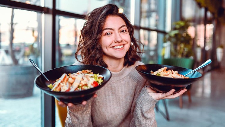Female And Her Salad Choice