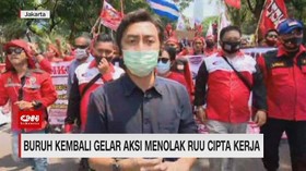 VIDEO: Buruh Kembali Gelar Aksi Menolak RUU Cipta Kerja