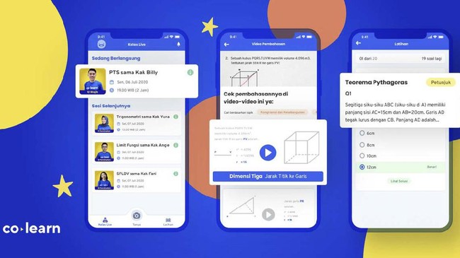 Aplikasi lokal CoLearn punya fitur untuk bantu pelajar untuk memecahkan soal matematika.