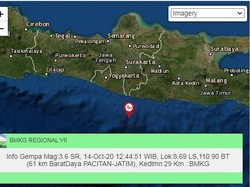 Gempa M 3,6 Guncang Pacitan