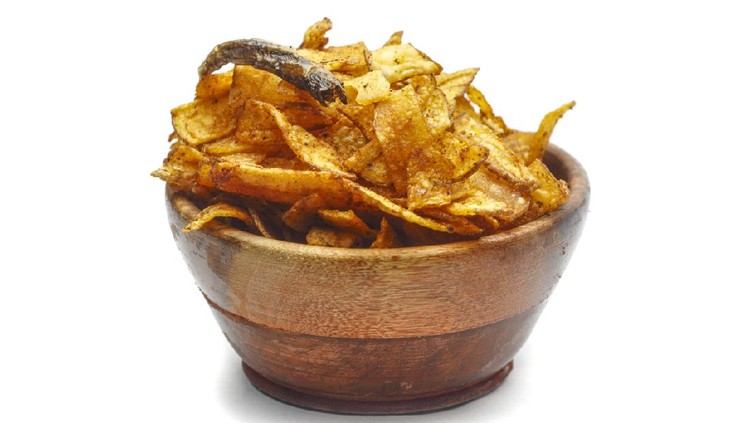 ginger potato chips isolated on white
