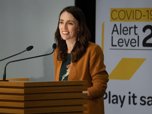 New Zealand's Prime Minister Jacinda Ardern takes part in a press conference about the COVID-19 coronavirus at Parliament in Wellington on June 8, 2020. - New Zealand has no active COVID-19 cases after the country's final patient was given the all cl