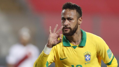Neymar langsung membuat heboh begitu dipanggil Brasil ke Piala Dunia 2026. (AFP/Paolo Aguilar)