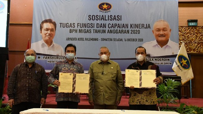 BPH Migas menggelar acara bertajuk Sosialisasi Tugas, Fungsi, dan Capaian Kerja BPH Migas Tahun Anggaran 2020 di Palembang, Sumsel, pada Jumat (16/10).