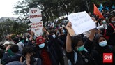 FOTO: Demo Omnibus Law, Kado Satu Tahun Jokowi-Ma'ruf Demonstrasi menolak Omnibus Law Cipta Kerja berlangsung di Jakarta pada 20 Oktober 2020, bertepatan hari peringatan satu tahun kepemimpinan Jokowi-Ma'ruf.