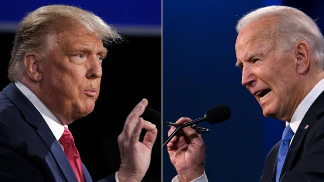 Eks Presiden Donald Trump mengolok-olok Presiden Amerika Serikat petahana Joe Biden sebagai warga Palestina yang buruk.