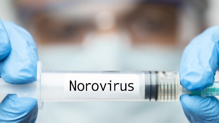 Doctor showing Norovirus vaccine.