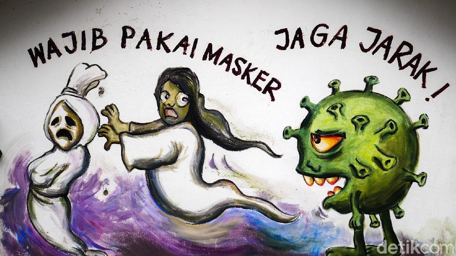 Bahaya COVID-19 terus mengintai masyarakat sehingga perlu diingatkan dengan berbagai cara soal bahaya virus asal Cina tersebut, salah satunya dengan mural edukatif.