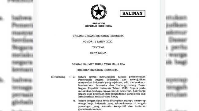 Situs JDIH Setneg Lumpuh, Tak Bisa Unduh UU Cipta Kerja Berdasarkan pantauan CNNIndonesia.com pada pukul 12.25 WIB, situs itu hanya menampilkan sejumlah kode komputer saat dibuka.
