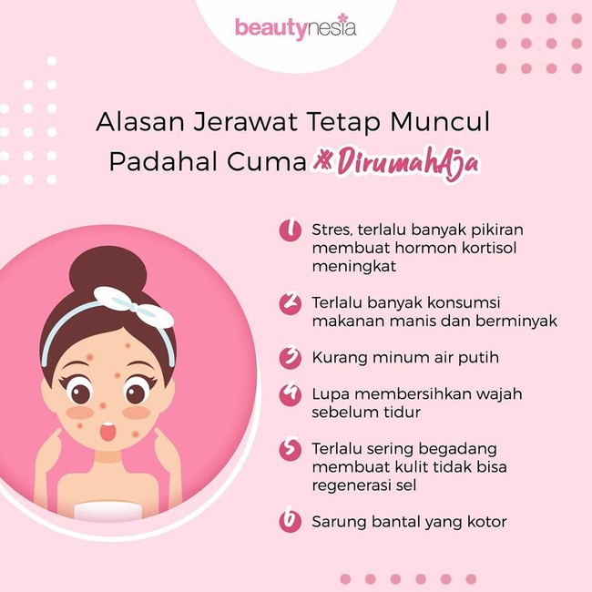 Infografis - alasan jerawat muncul di rumah aja