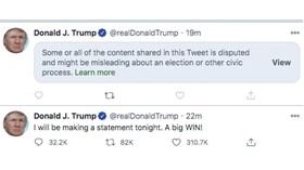 Twitter Tandai Cuit Trump soal Pilpres AS Karena Menyesatkan