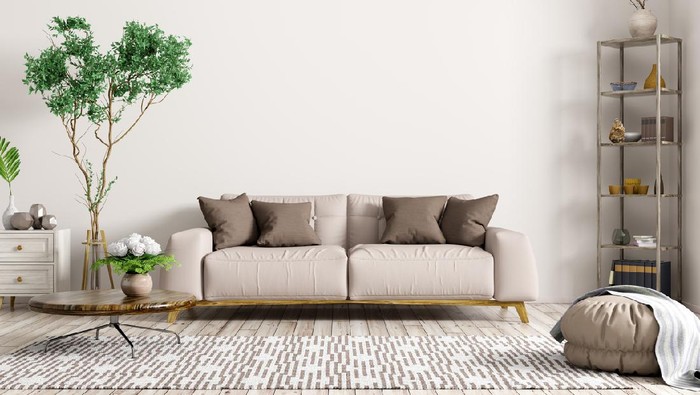 Smart Tv Mockup With Blank Screen In Yellow Room