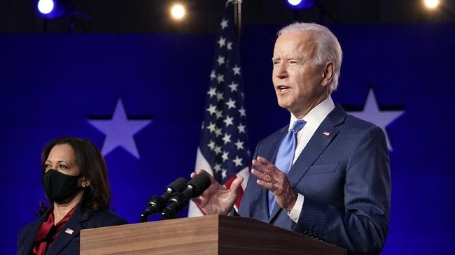 Presiden terpilih Joe Biden telah mengeluarkan pernyataan resmi atas proyeksi kemenangannya menjadi Presiden AS ke-46.