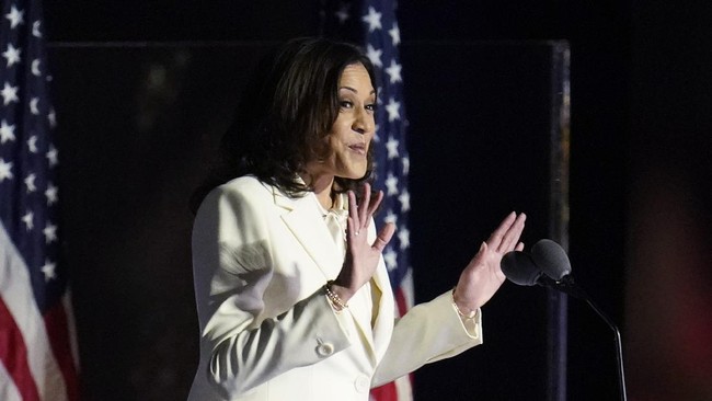 Pidato pertama Kamala Harris, calon wakil Presiden Joe Biden usai menang Pilpres AS 2020.