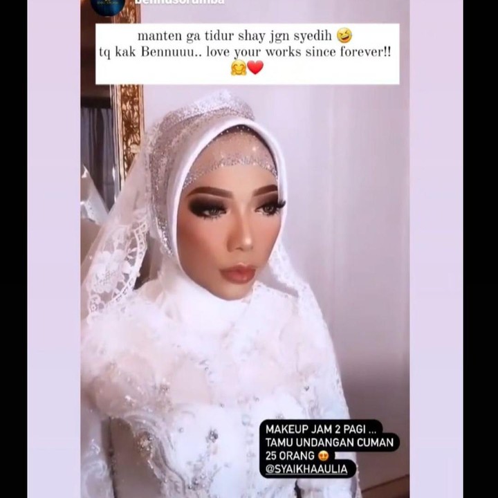 <p>Nah, Rabu (11/11/2020), Syaikha Aulia menikah dengan pria bernama Ahmad. (Foto: Instagram @bennusorumba)</p>
