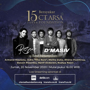 Rossa dan D'Masiv Siap Tampil di Syukuran 15 Tahun CT ARSA Foundation