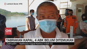 VIDEO: Tabrakan Kapal di Selat Lombok, 4 ABK Belum Ditemukan