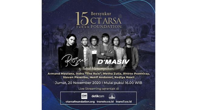CT ARSA Foundation menggelar acara HUT ke-15 dengan perayaan virtual yang dimeriahkan sederet artis Indonesia ternama pada Jumat nanti.