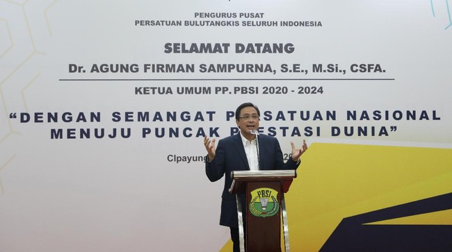 PP PBSI mengumumkan susunan kepengurusan periode 2020-2024 di Hotel Ayana, Jakarta, Rabu (23/12).