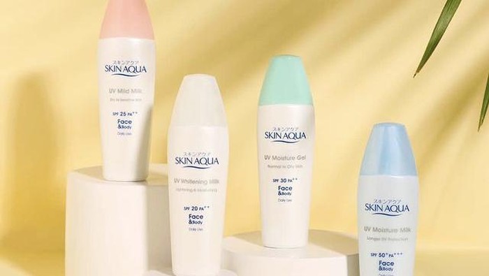 Beragam jenis sunscreen yang disediakan oleh skin aqua, sehingga kamu dapat memilih sesuai dengan kebutuhanmu.