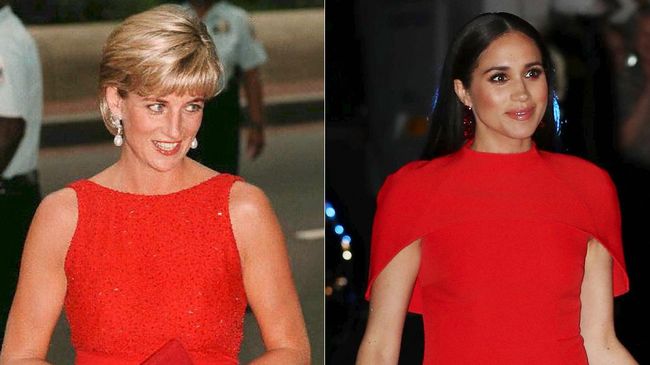 Meski terpaut generasi ke generasi yang berbeda, Putri Diana dan Meghan Markle dinilai memiliki kesamaan dalam gaya berbusana.