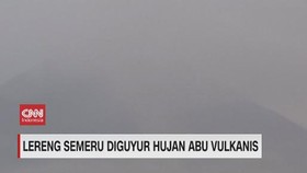VIDEO: Lereng Semeru Diguyur Hujan Abu Vulkanis