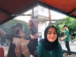 Keren! Wanita Cantik Ini Setia Temani Pacar Jualan Sate Madura