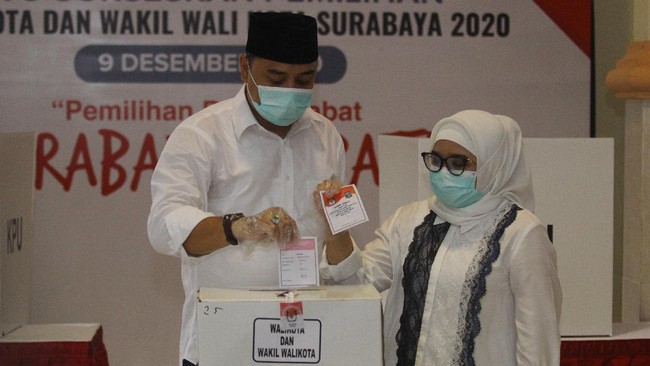 Anak buah Risma, Eri Cahyadi yang menggandeng Armuji unggul dari rivalnya, Machfud-Muriaman dari hasil quick count di Pilkada Surabaya.