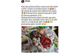 Viral! Netizen Curhat Uang Belanja Rp 20 Ribu Per Hari Tidak Cukup