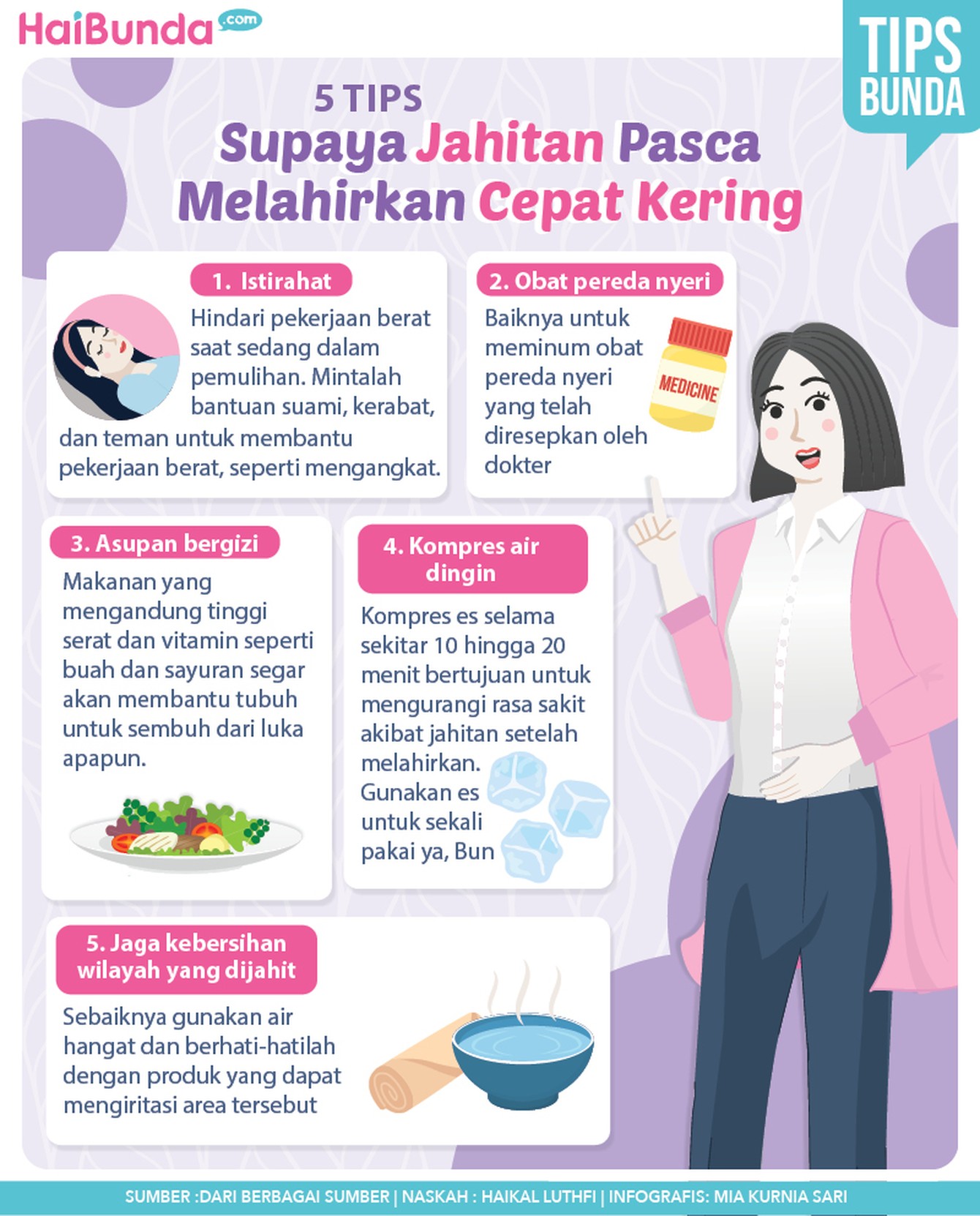 Infografis jahitan pasca melahirkan