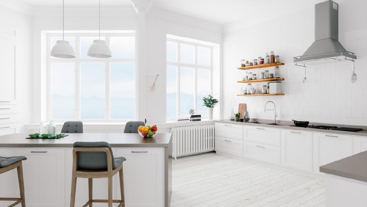 Interior of a minimalist kitchen.