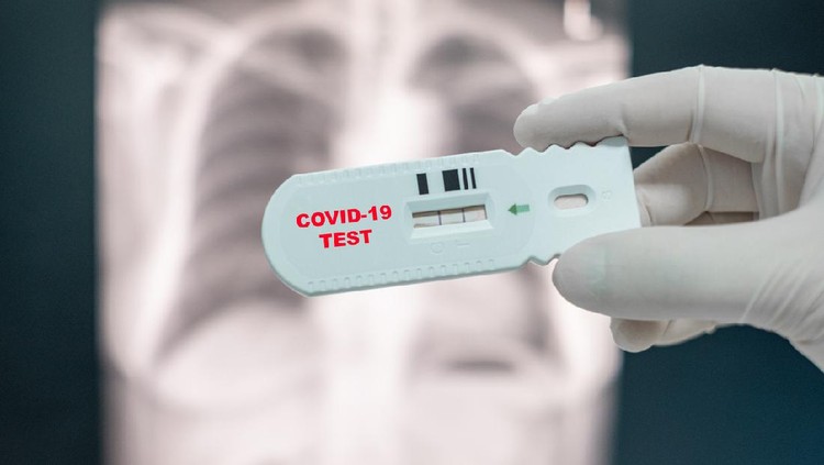 COVID-19 Rapid Test Kit with Samples and Pills.3d Render