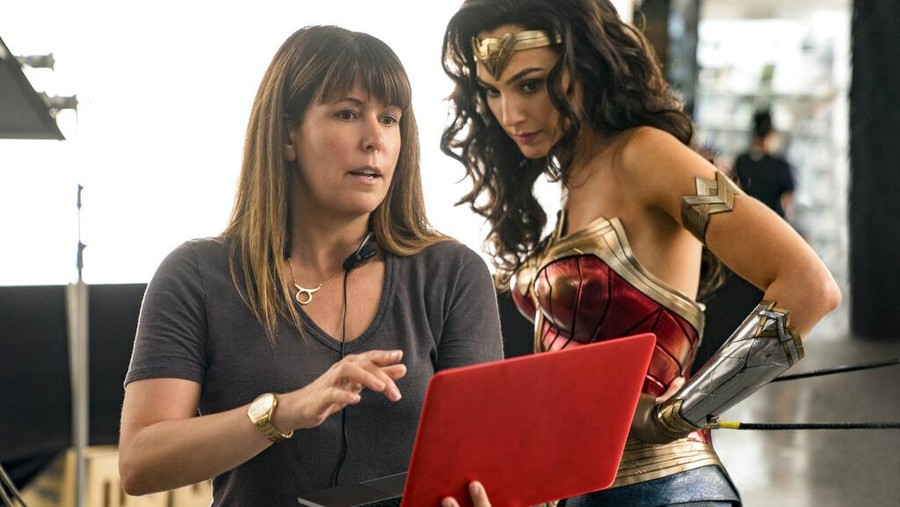 This image released by Warner Bros. Entertainment shows director Patty Jenkins, left, with actress Gal Gadot on the set of 