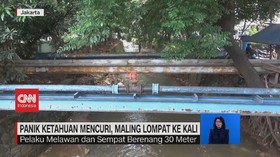 VIDEO: Panik Ketahuan Mencuri, Maling Lompat ke Kali