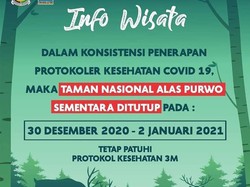 Taman Nasional Alas Purwo Ditutup Selama Libur Akhir Tahun