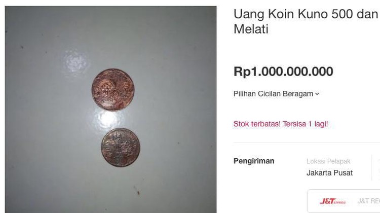 Uang logam Rp 500 gambar melati dijual hingga Rp 1 miliar di toko online