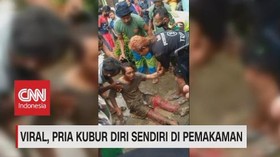 VIDEO: Viral, Pria Kubur Diri Sendiri di Pemakaman
