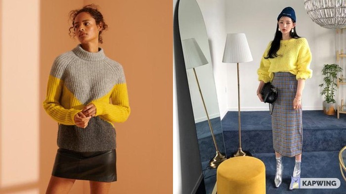 Inspirasi Fashion 2022 dengan Warna  Kuning Cerah  dan Abu  