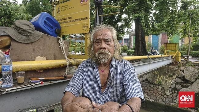 Nursaman (68) gelandangan yang ditemui Risma di Thamrin menetap di Manggarai, Jakarta Selatan.