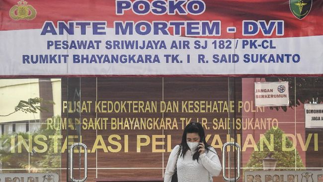 RS Polri telah menerima 324 kantong jenazah SJ 182 dan 328 sampel DNA hingga Rabu (20/1). Sebanyak 40 korban berhsil diidentifikasi.