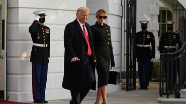 Gaya Melania Trump Tinggalkan Gedung Putih, Tetap Malas Pakai Masker