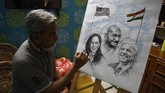FOTO : Keceriaan di Tanah Leluhur Kamala Harris Penduduk Kota Chennai, Tamil Nadu, India turut berbangga karena Kamala Harris dilantik sebagai Wakil Presiden ke-49 Amerika Serikat.