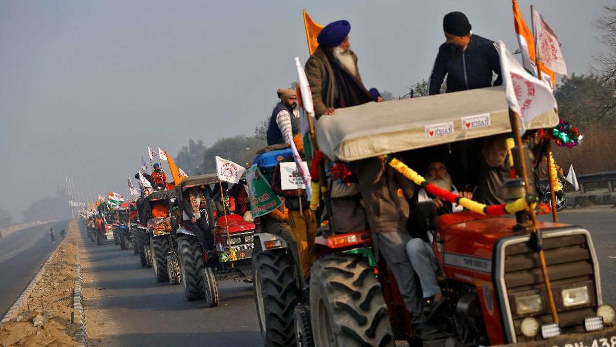 FOTO: Ribuan Petani India Demo saat Rayakan Hari Kemerdekaan