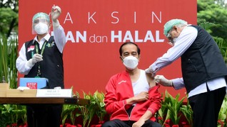 FOTO : Penyuntikan Dosis Ke-2 Vaksin Sinovac untuk Jokowi
